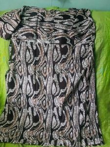 brown Floral Print Kurta