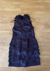Deep Purple Satin Ruffle Tier Dress