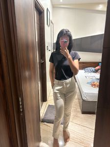 Classic Beige Straight Fit Trousers