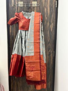 Elegant Grey & Orange Lehenga Choli Set