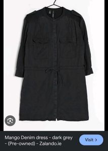 Mango Dark Grey Denim Shirt Dress