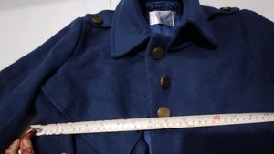 Blue Long Winter Jacket with a belt