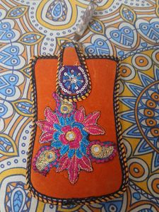 Boho Embroidered Pouch Keychain