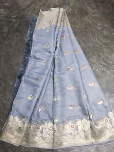 Embroiding Cotton Grey Colour Saree
