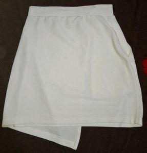 White Asymmetrical Mini Skort