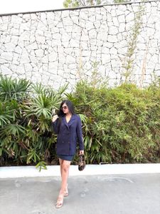 Navy Double-Breasted Coat