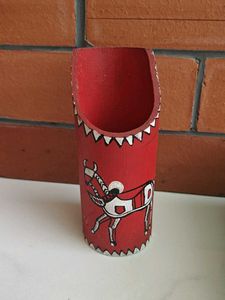 Hand-Painted Wooden Holder with Horse Motif