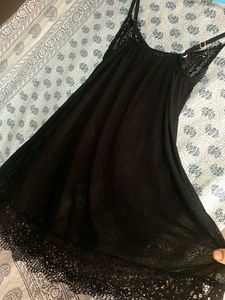 Black Lace Trim Slip Dress 34 size