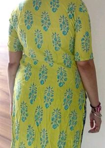 Yellow Printed Kurta with Sequins