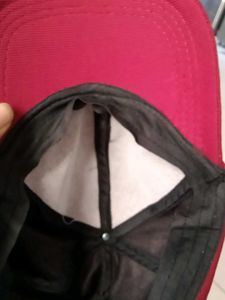 Red Baseball Cap with Unique Clip Detail