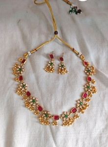 Temple Neck Chain With Cute Earings[NEW]