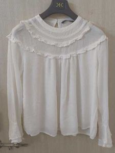 Elegant White Ruffled Blouse