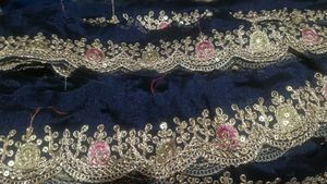 Lace cut work  navy blue colour
