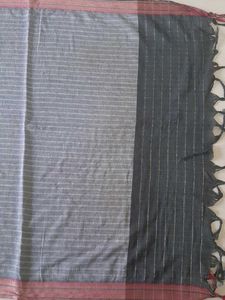 Striped Grey Dupatta with Tassels