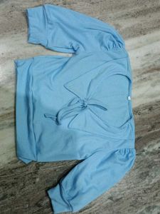 Cute Light Blue Puff Sleeve Korean Top
