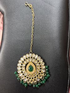 white and green stone jhumki
