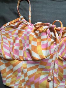 Retro Print Tie-Front Crop Top - FREE SHIPPING!!