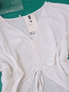 Chic Ruched White Blouse top no 70