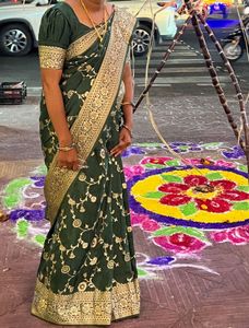 Elegant Embroidered Green Fabric