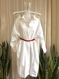 Cotton White Shirt Dress with Lace Details