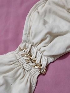 Strapless Bikini Top with Gold Chain Detail