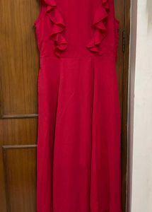Red Vibrant Ruffled Maxi Dress