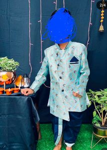 Boys' Blue Embroidered Kurta Dhoti Set