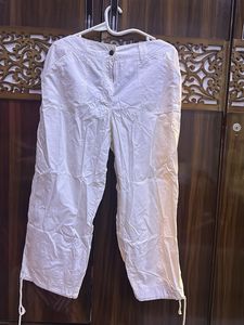 White Cropped Cargo Pants