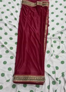 Elegant Maroon Saree with Embellished Border
