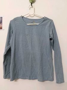 Light Blue Striped Long Sleeve Top