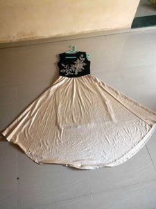Embroidered Black &amp; Cream Maxi Gown