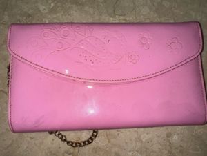 Pink Peacock Embossed Clutch with Chain