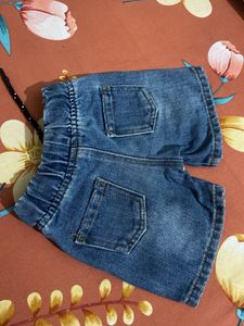 Baby Girl's Blue Floral Shirt &amp; Denim Shorts Set