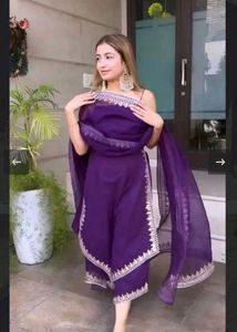 Elegant Purple Kurti Pant Set with dupatta