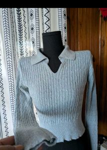 Stylish Gray Knit Crop Top