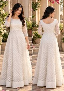 Elegant White Lace Ethnic Gown