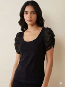 Chic Black Top with Beautiful Sleeves