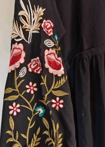 Black Embroidered Burqa