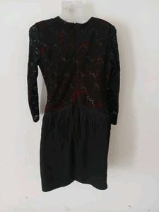 Black Sequin Fringe Dress