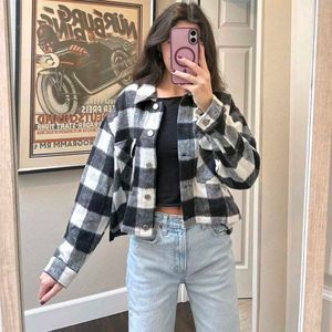 Zara black and white plaid hooded shacket