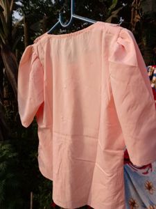 Peach Puff Sleeve Blouse