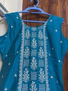 Beautiful Teal Embroidered Kurta set with dupatta