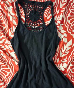 boho black crochet tank top ( spiderweb detail )