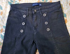 Flared Black Button-Up Jeans