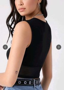 Sheer Panel Black Crop Top