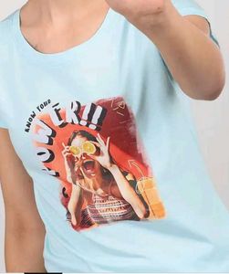 Graphic Print Light Blue T-Shirt