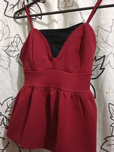 Maroon Peplum Top 🎀🩷