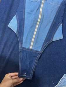 Denim Bodysuit with Zipper