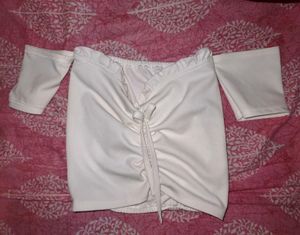 Off-Shoulder Ruched White Top