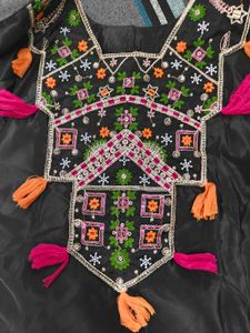 Elegant Black Kurta Set with Tassels